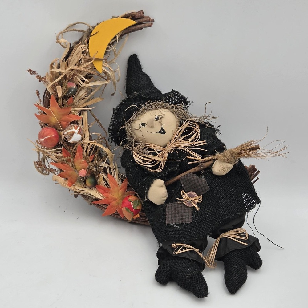 Vintage MTY International Plush Halloween Witch in the Moon
